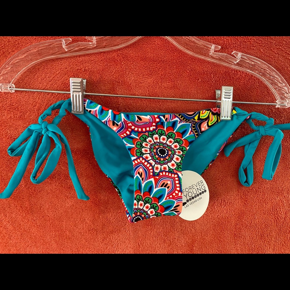 Forever Young, multicolored floral swim bottoms.